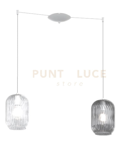 SOSPENSIONE BIANCO 2 LUCI SPOSTABILE VETRI TR + FU 1181BI-S2 S-TF