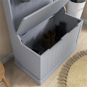 MOBILE APPENDIABITI 3 IN 1 CON 4 GANCI E PANCA CONTENITORE IN LEGNO 71.5X39.5X170 CM GRIGIO