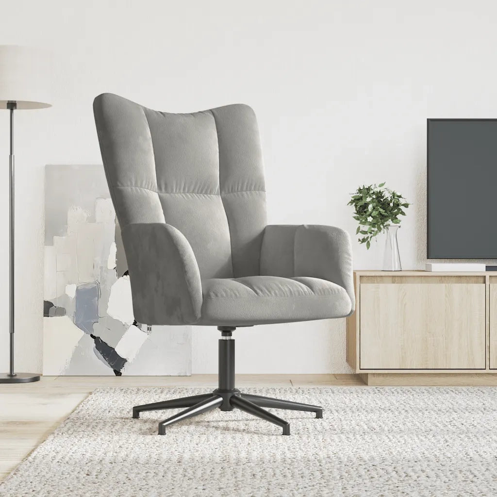 Poltrona | Sedia Relax Grigio Chiaro in Velluto