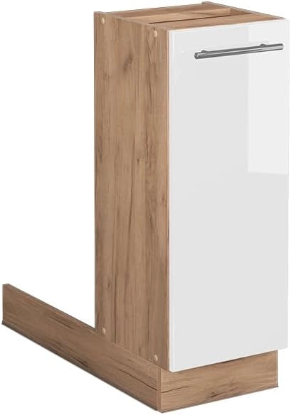 Isola cucina Fame-Line, Bianco lucido, 30 cm senza piano di lavoro, liberamente combinabile con altri moduli Fame-Line