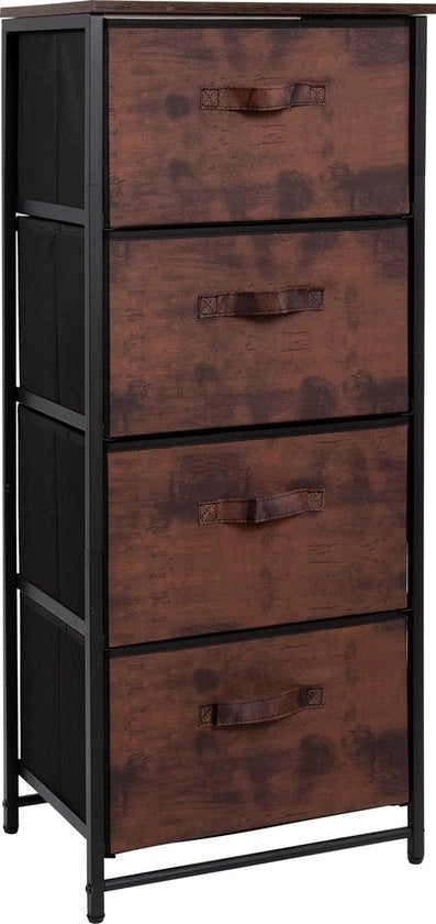 Scatola da letto con 4 contenitori in tessuto per camera da letto, soggiorno, ingresso - Stile rustico marrone