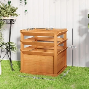 Hochbeet in legno di abete con grigliato, fondo aperto, 65x65x73 cm, marrone scuro
