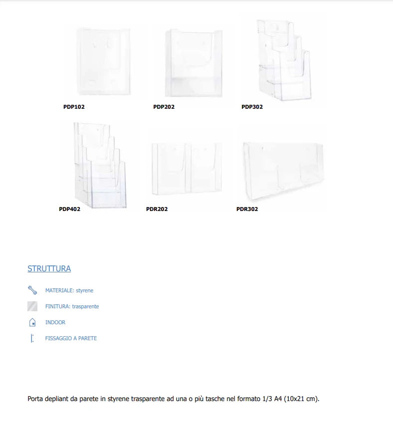Portadepliant da parete 3 tasche 1/3 A4 Verticale