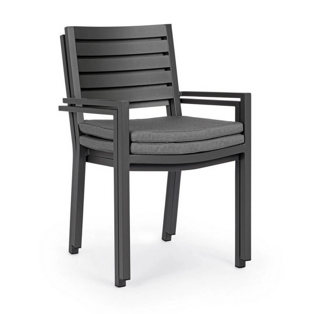 Set di 4 Sedie da Esterno in Alluminio con Braccioli e Cuscino - HEAVENLY