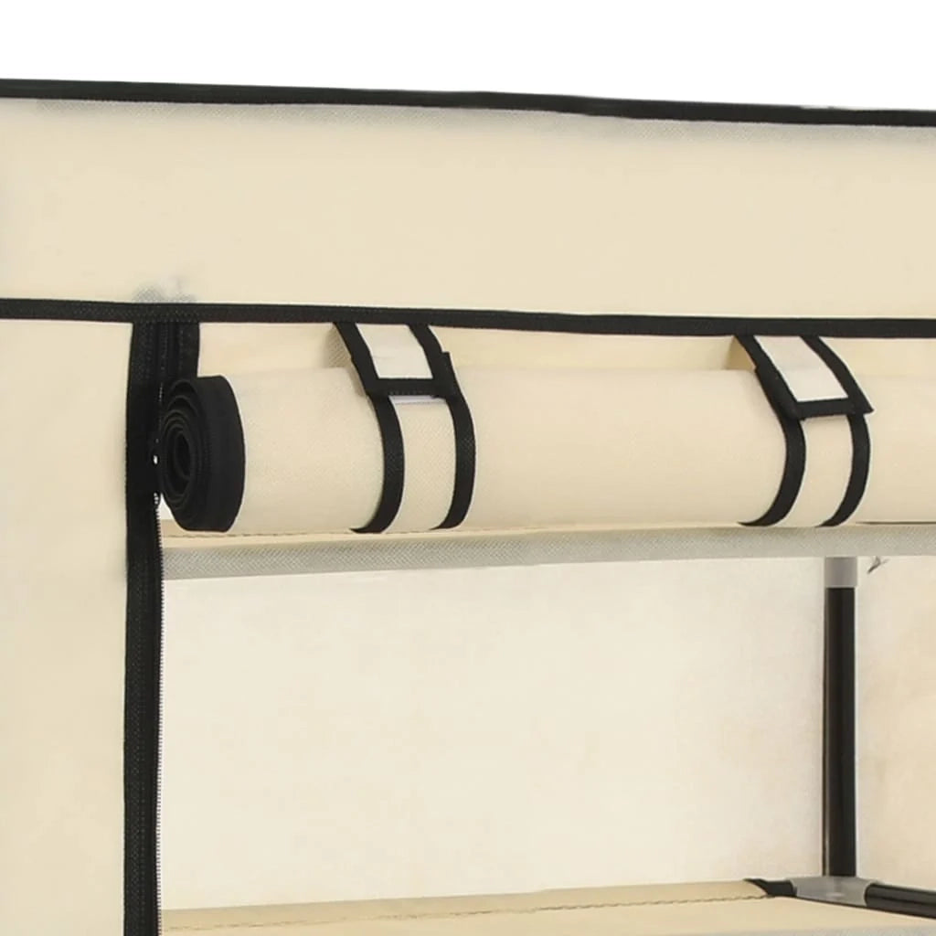 Scarpiera mobile contenitore per scarpe mobile per ingresso/corridoio/soggiorno con coperchio 58 x 28 x 106 cm tessuto crema 02_0021408