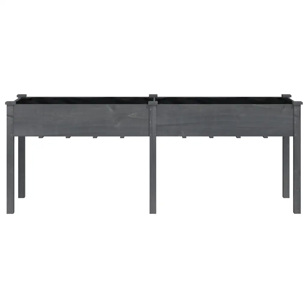 Fioriera con Fodera Grigia 203x53x76cm Legno Massello di Abete