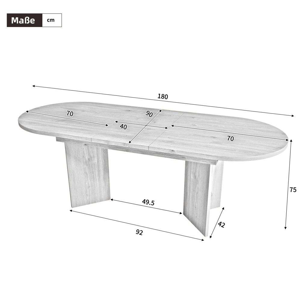 Tavolo da pranzo allungabile in MDF colore rovere; piano spesso 18 mm; 4-8 posti