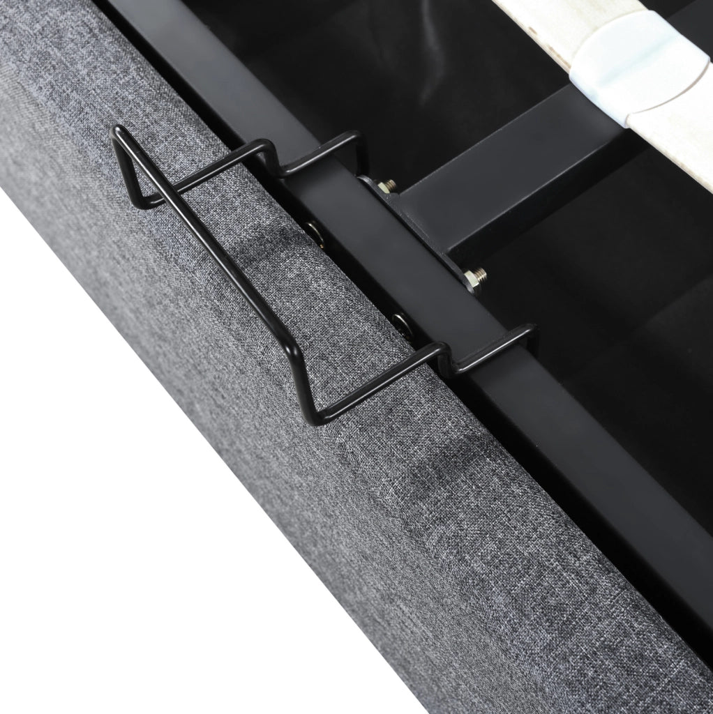 Letto matrimoniale 140x200 cm con contenitore; LED con controllo App; USB e Type C; grigio