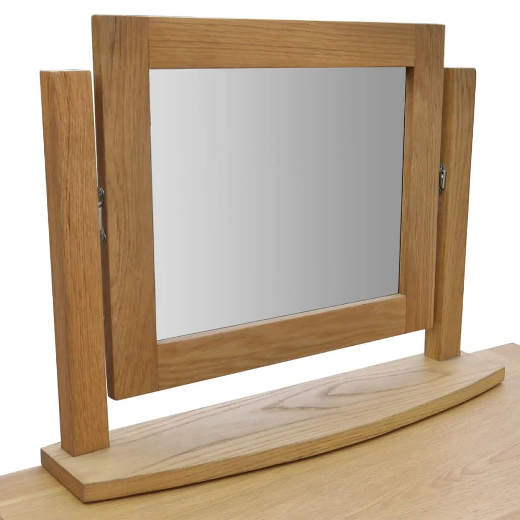 Toeletta tavolo da trucco di design mobili per camera da letto con sgabello legno massello di rovere 02_0006405