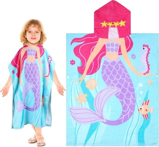 Hoodie a Manica per Bambini in Cotone 100% - Design Zeppa Rosa - Asciugamano con Capuccio per Ragazzi e Ragazze - Lunghezza 70cm