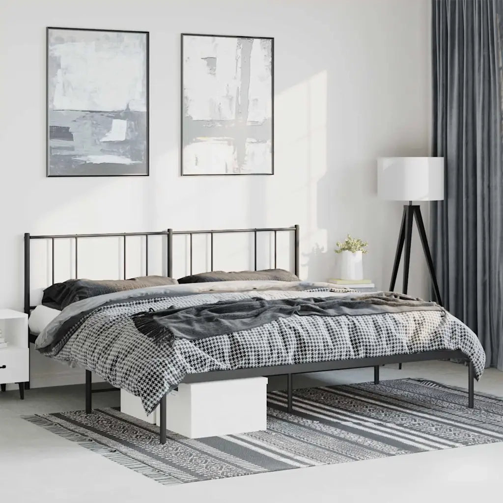 Giroletto con Testiera in Metallo Nero 193x203 cm 352486