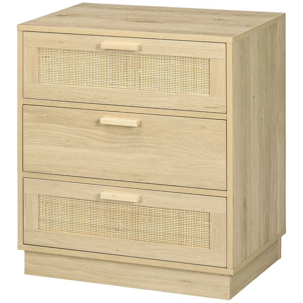 Cassettiera design bohe'me in rattan con 3 cassetti ¨C zephmum ¨C legno naturale