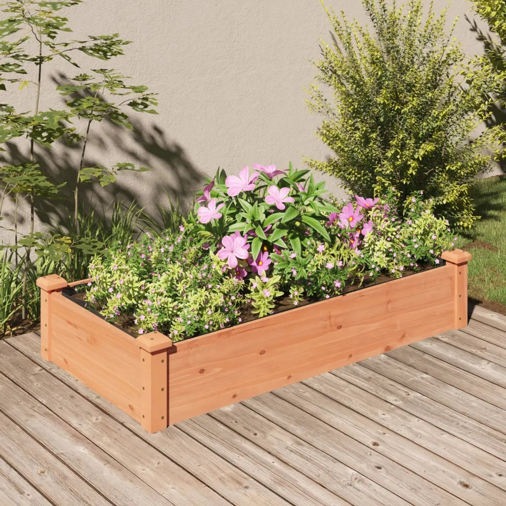 Fioriera Giardino con Fodera-Vaso da Esterno-Contenitore per Piante Marrone 120x60x25cm Massello Abete