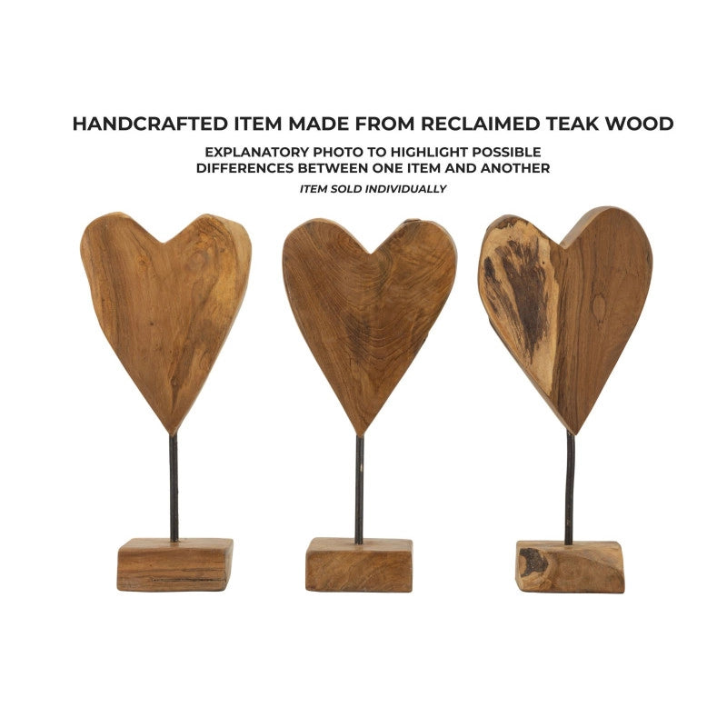 Scultura Cuore In Teak Ric. cm 15x10x35 (pezzi Unici - Non Ripiani In Serie)