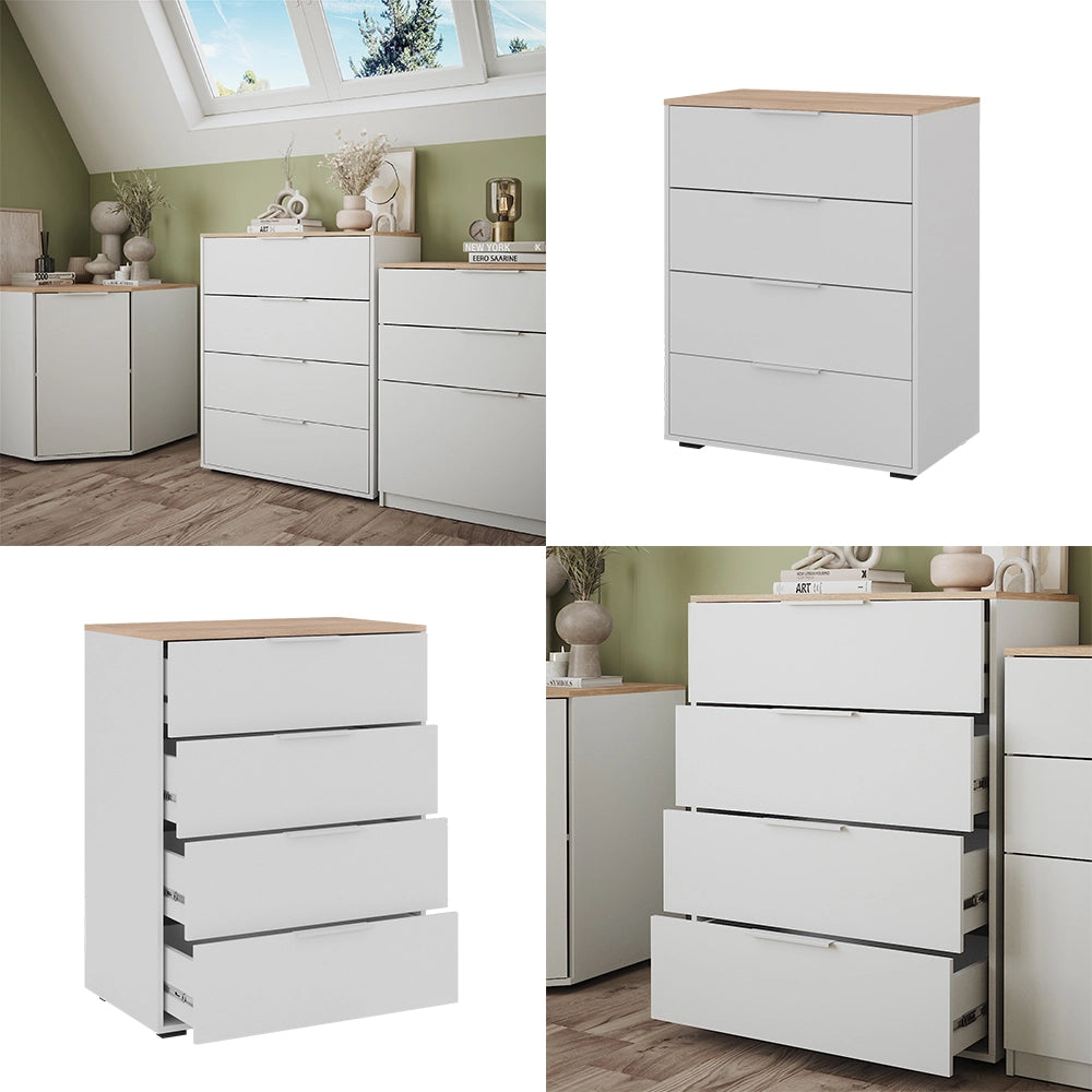 Vicco Credenza Bianco/Sonoma 30 x 83.6 cm con 4x cassetti
