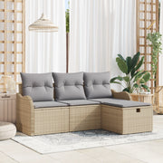 Set di divani da giardino 4 pezzi con cuscini Beige Polyrattan
