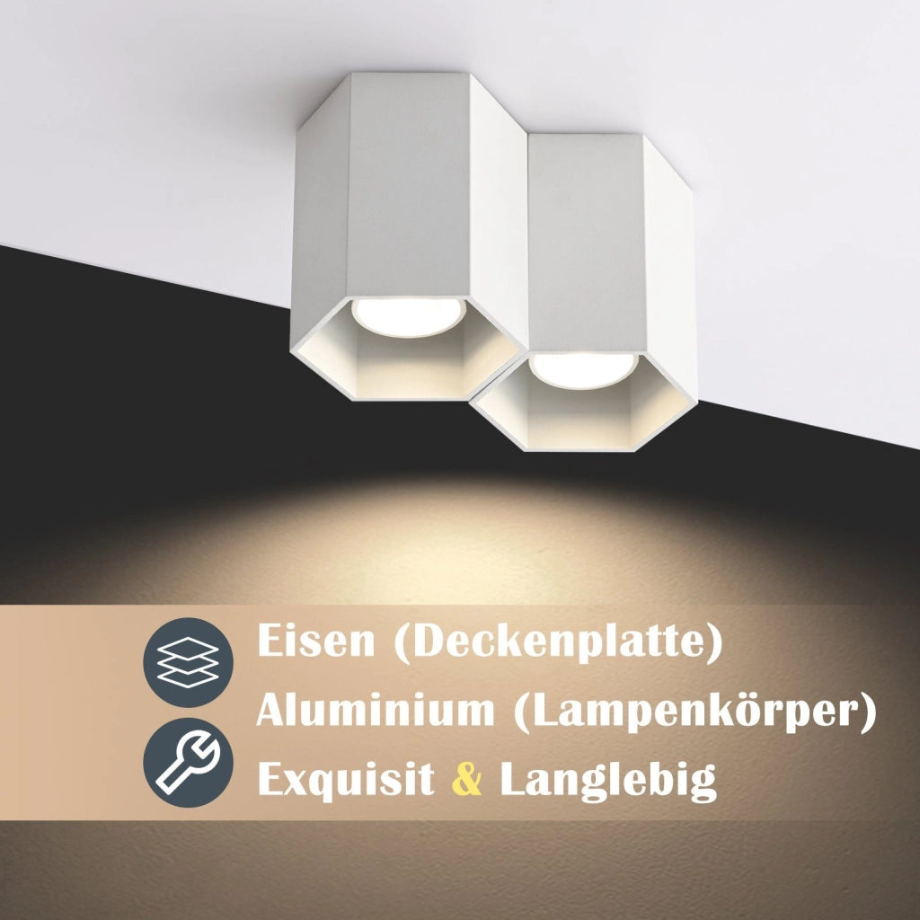ZMH Faretto da soffitto bianchi 2 luci GU10 da superficie illuminazione moderna