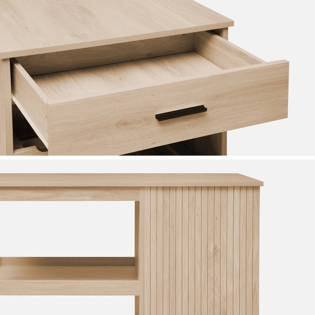 Carrello da cucina effetto legno con portabottiglie, 100cm, marrone