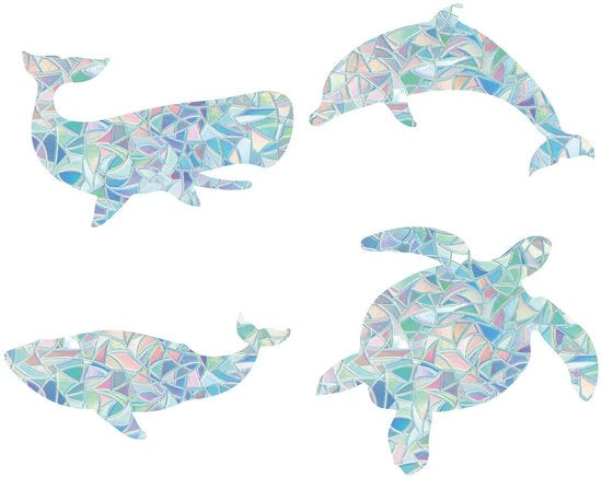 16 velen zeedieren anti-botsing glas zelfklevende schildpad statische raamstickers dolfijn non aderente vinile per decorazione di casa per porte scorrevoli vetrata protezione da impatti di uccelli.