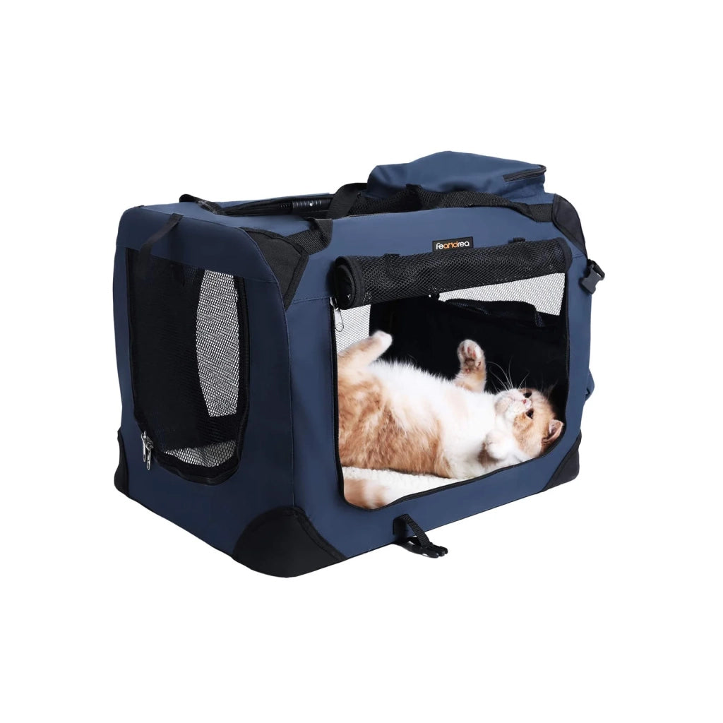 Borsa pieghevole per il trasporto del cane 81 x 58 x 58 cm blu scuro 12_0001244