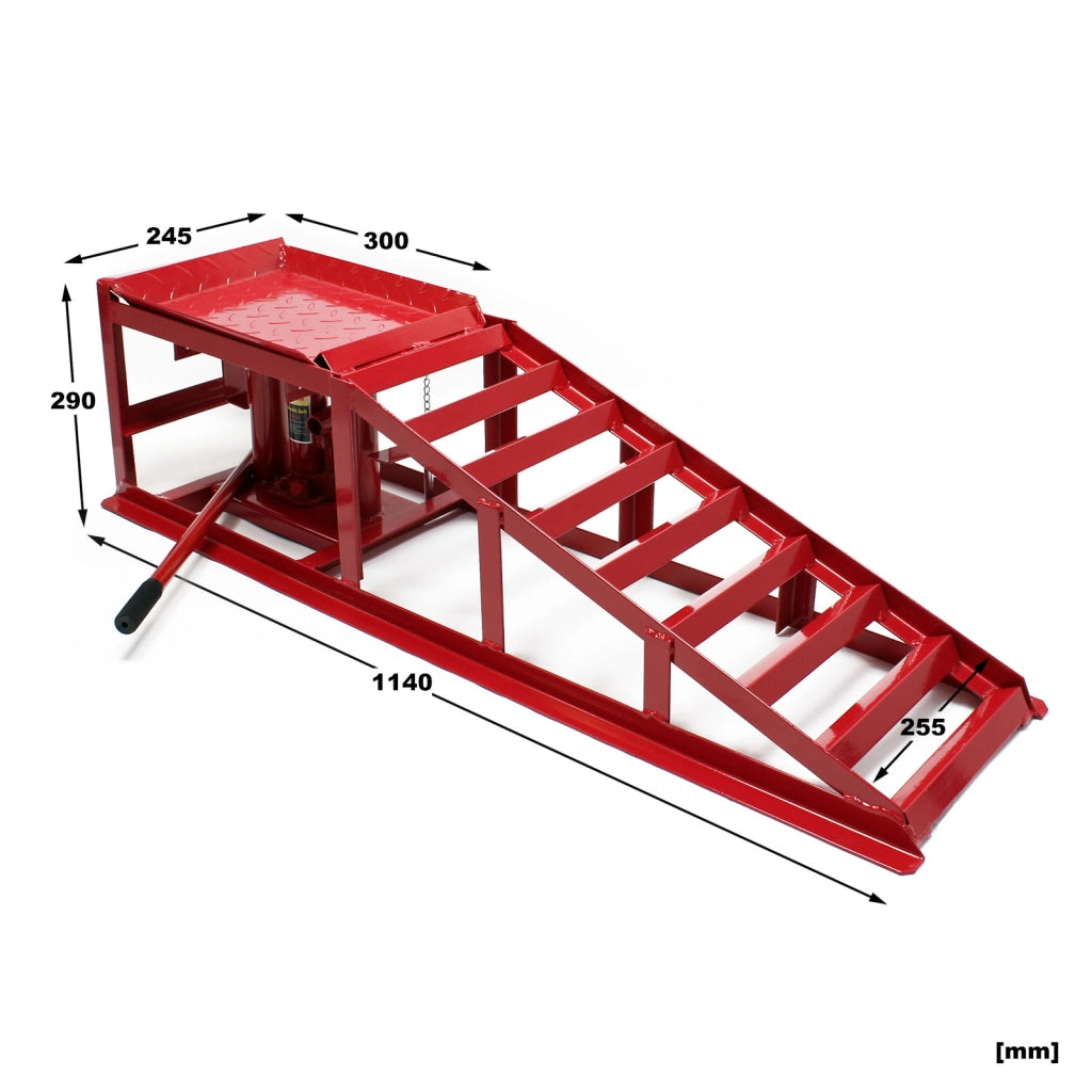 2x rampe di sollevamento con martinetto idraulico Max 2000 kg Altezza regolabile Rampa di carico