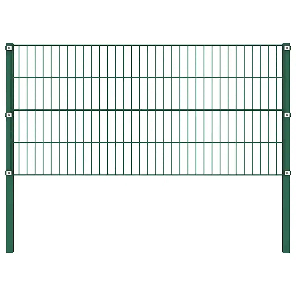 Pannello di recinzione con pali in ferro 1212x80 cm verde 278610
