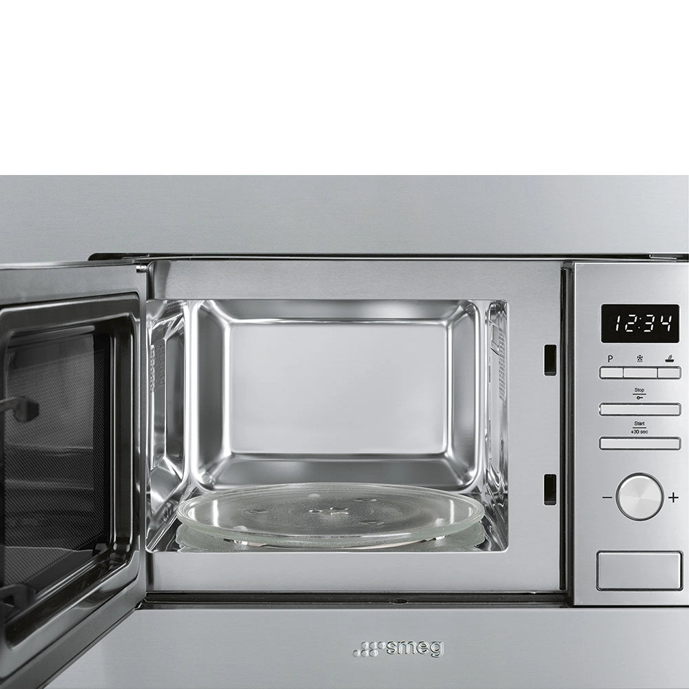 Smeg fmi020x forno a microonde da incasso, estetica universale, inox, 20 litri