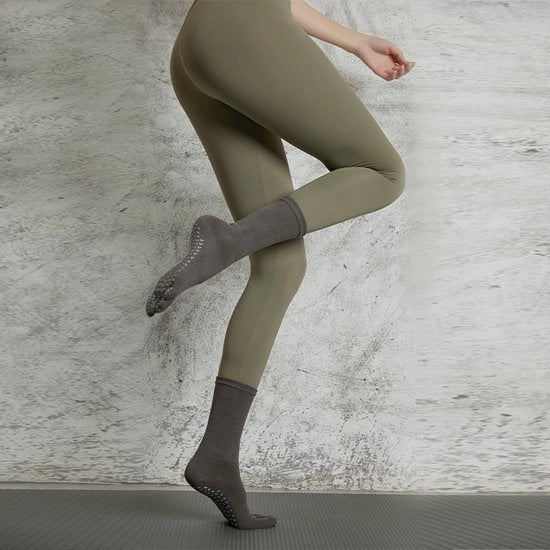 Sokker in cotone a cinque dita per donne - Sokker antiscivolo per donne con presa antiscivolo - Sokker fitness sport a dita divise - Adatto per donne, Pilates, Fitness, Balletto, Danza - colore grigio scuro