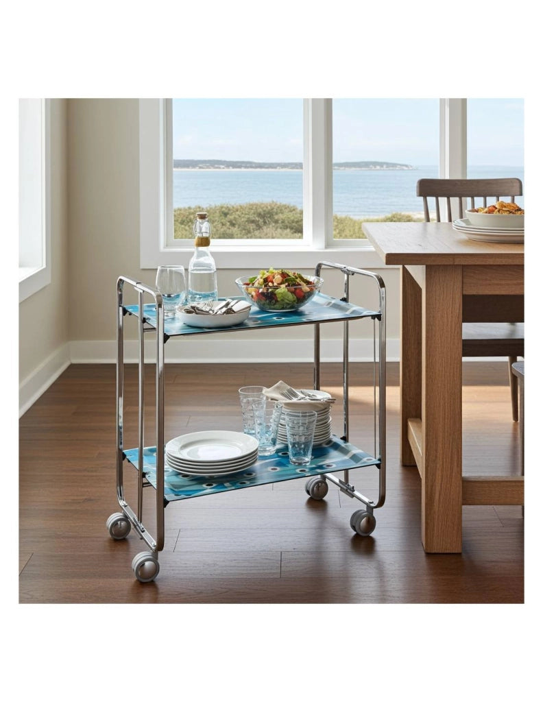Carrello da cucina pieghevole cromato con ruote BAUHAUS 2 ripiani