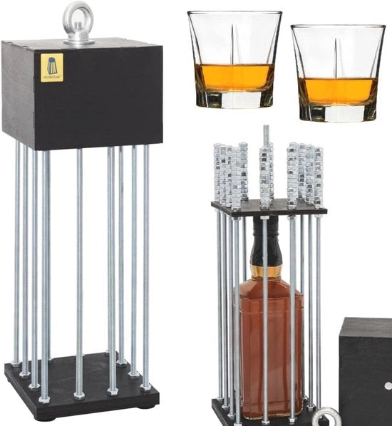 Scaffale per Vino in Legno e Metallo - Decorativo Supporto per Bottiglie - Accessori per Vino Pratici - Regalo Unico per Uomini