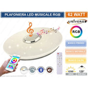 Trade Shop - Plafoniera Led 3in1 Rgb 62w Circolare Cielo Stellato Bluetooth Altoparlante App -