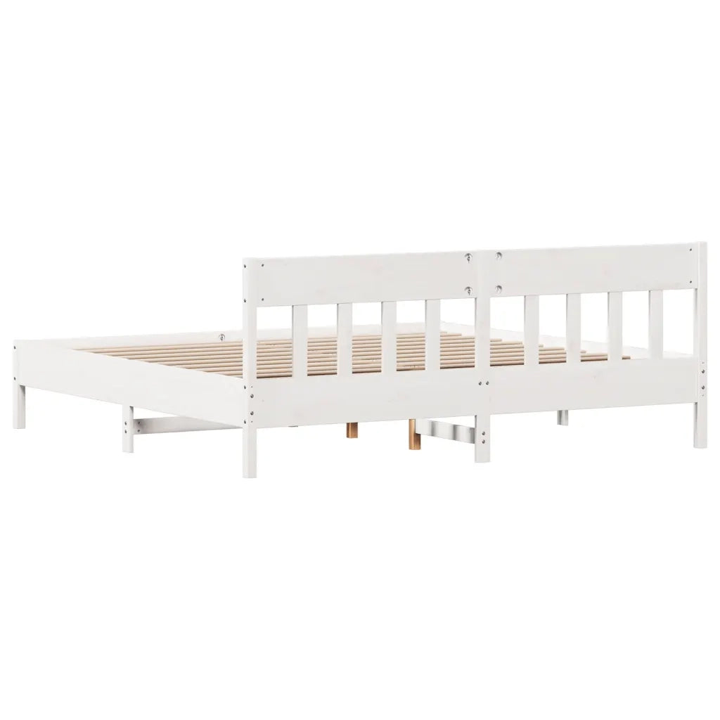 Giroletto senza Materasso-Struttura Letto Bianco 200x200 cm Legno Massello Pino 671602
