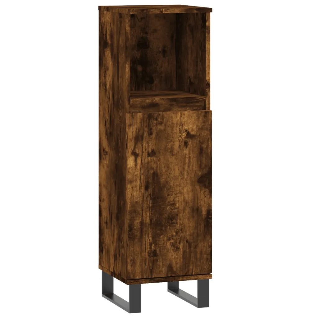Set Mobili da Bagno 3 pz Rovere Fumo in Legno Multistrato 3187802