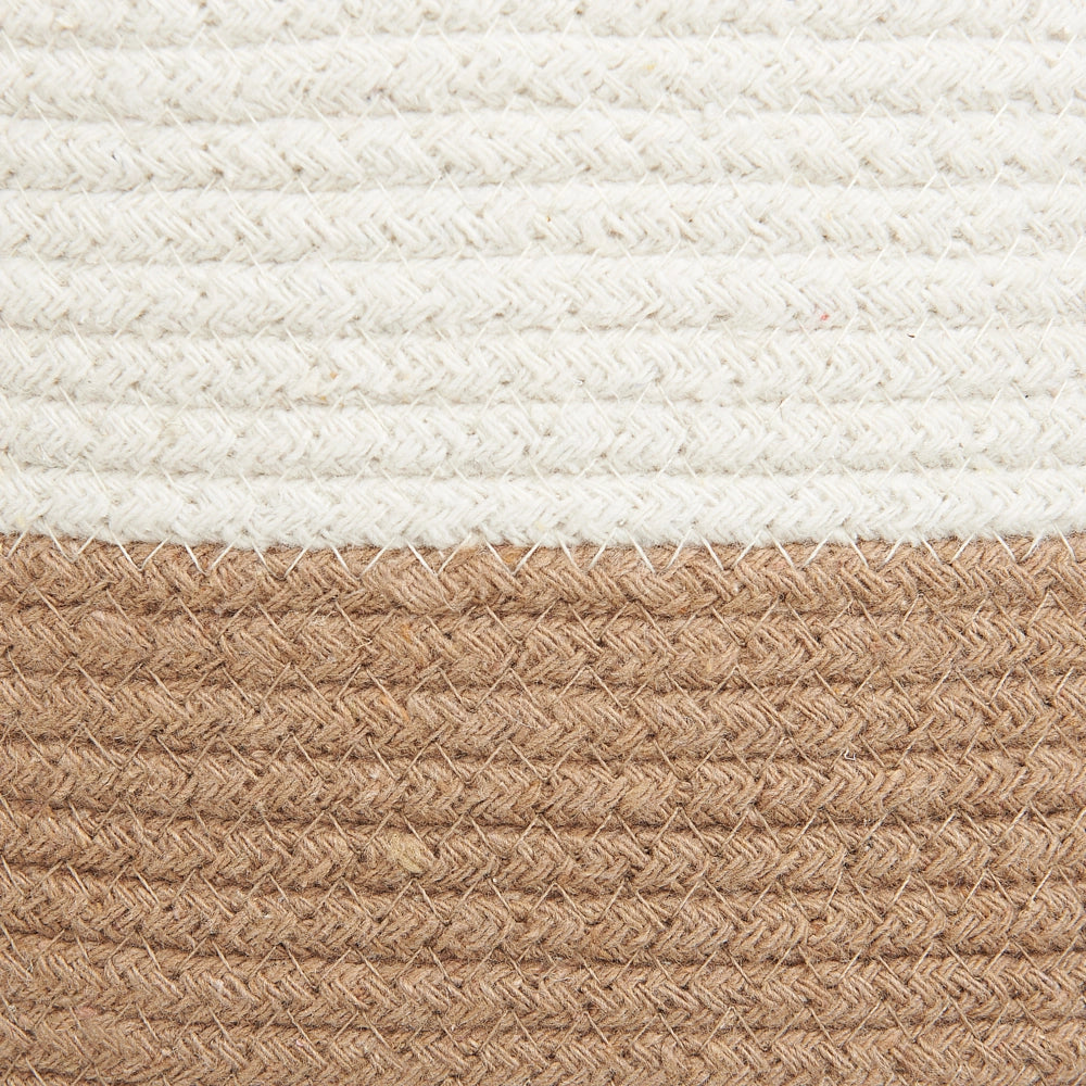 Set di 2 cesti in cotone di colore bianco e beige stile boho interno esterno