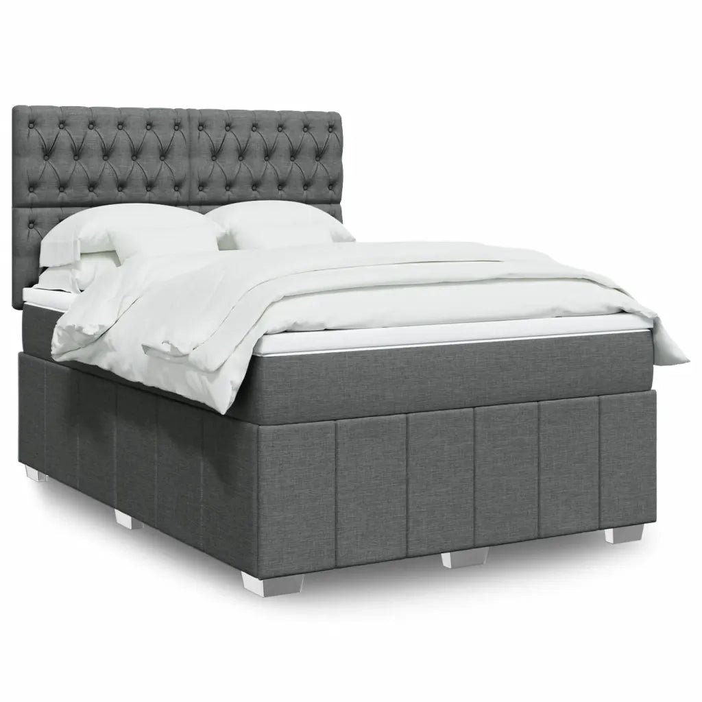 Giroletto a Molle con Materasso Grigio Scuro 140x190 cm Tessuto 3293971