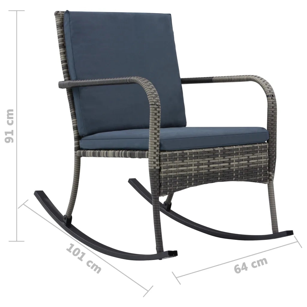 Sedia a Dondolo da Giardino in Polyrattan Antracite 47748