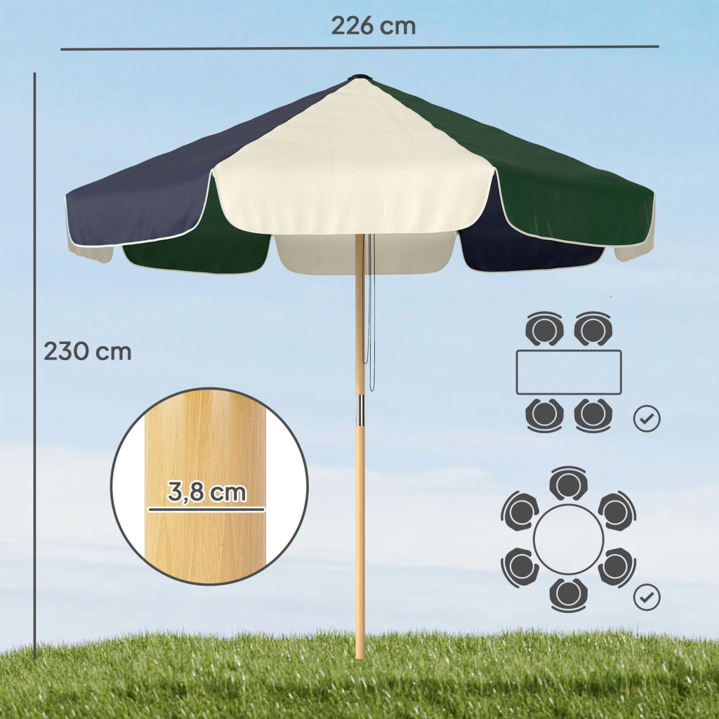 Ombrellone da giardino ? 2.3 m con effetto legno ¨C zephmum ¨C Verde scuro