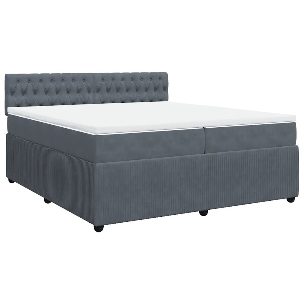 Giroletto a Molle con Materasso Grigio Scuro 200x200 cm Velluto