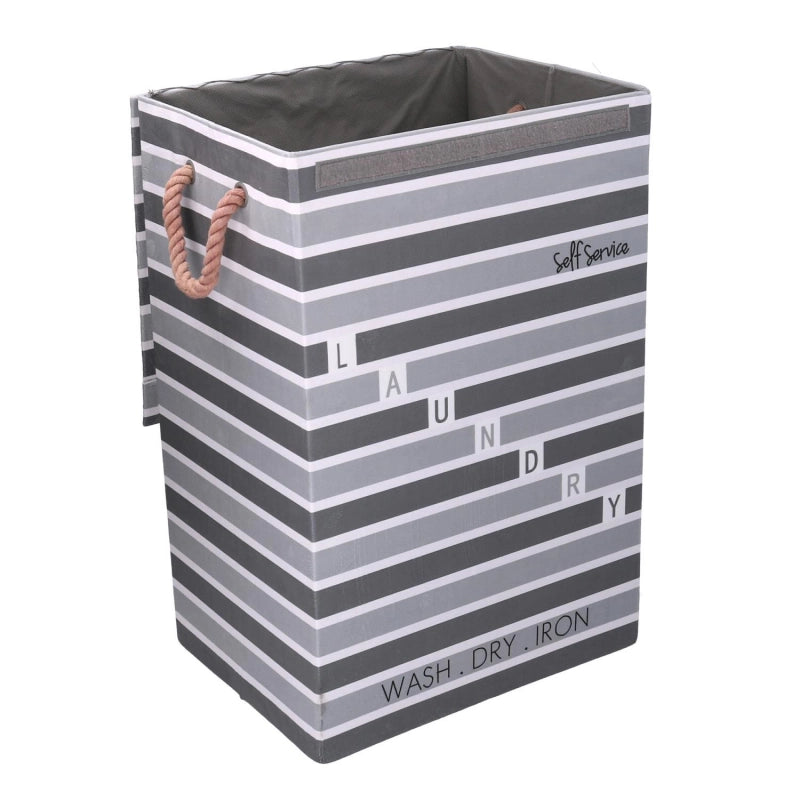 Cestone tessuto laundry grigio con coperchio cm 40x30h60