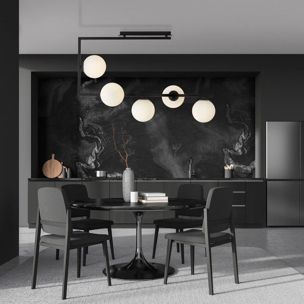 Plafoniera Minimal Nanna Acciaio Nero Oro 5 Luci E14 Ip20