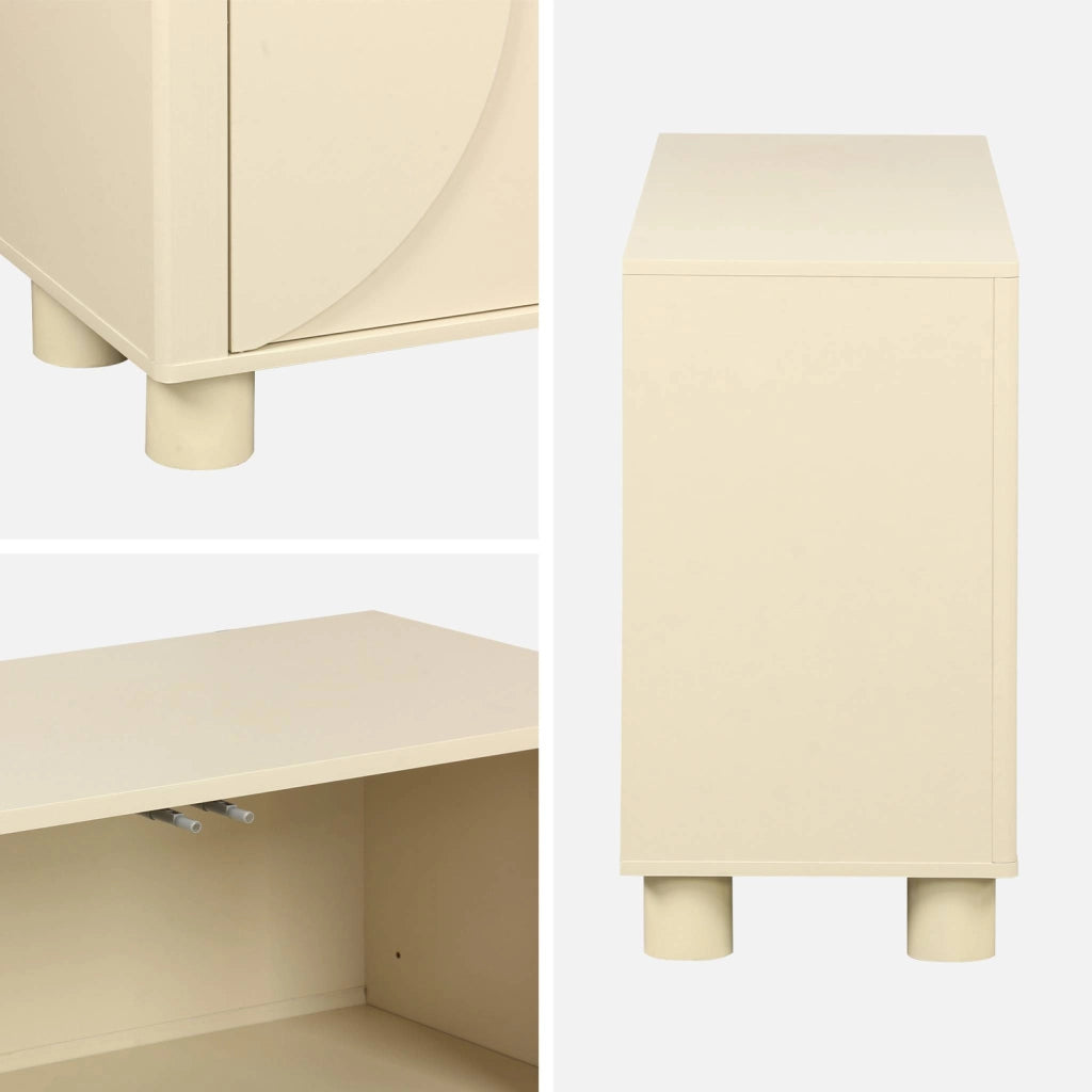 Credenza effetto legno di mango 4 ante, 155cm, beige