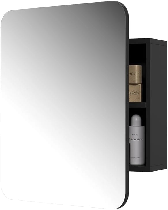 Specchio contenitore bagno Zino, Antracite, 60 x 50 cm con ripiani