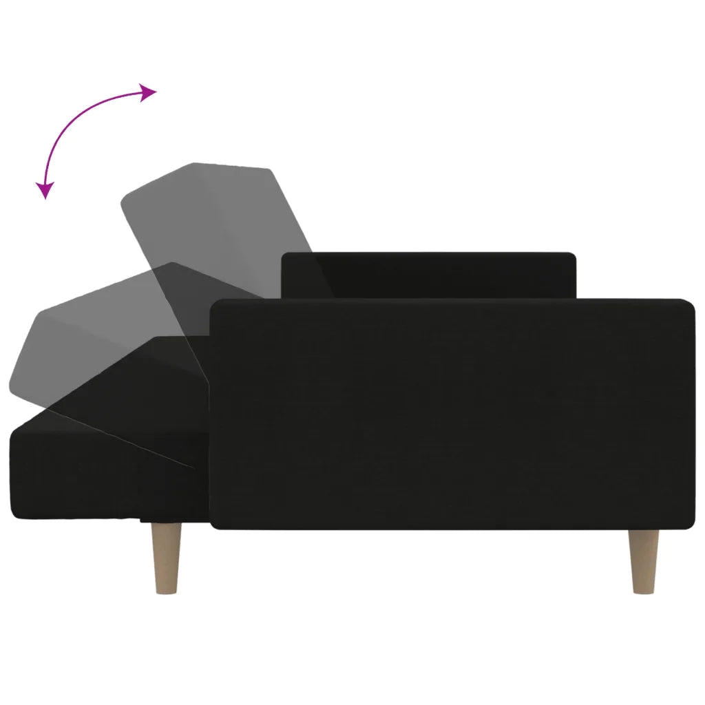 Divano letto | Sof¨¤ letto | Letto singolo a 2 Posti Nero in Tessuto
