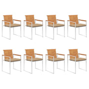 Sedie da Giardino con Cuscini 8 pz in Legno Massello di Acacia cod mxl 72273