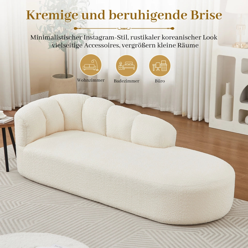 DIVANO Relax in chenille beige con schienale ondulato