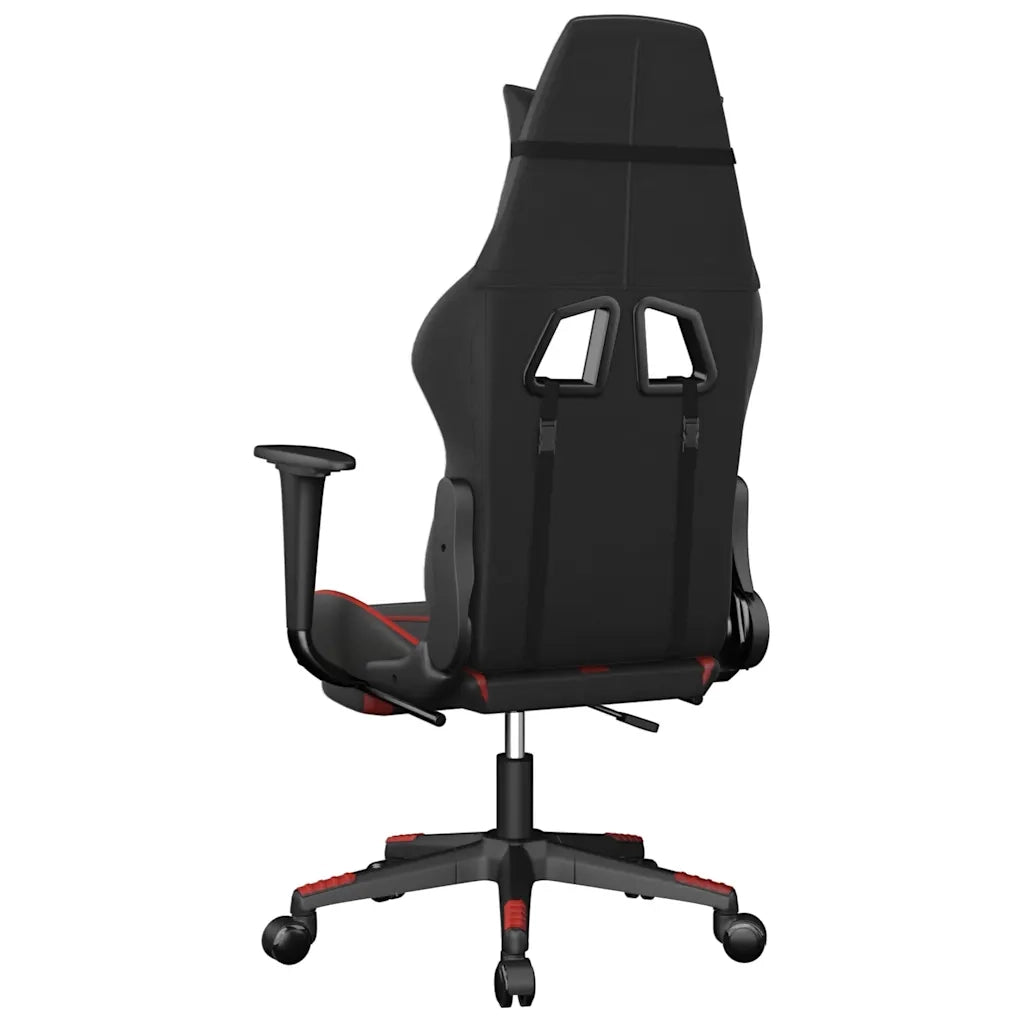 Sedia da Gaming | Sedia da e-sports Massaggio Poggiapiedi Nero e Rosso Similpelle