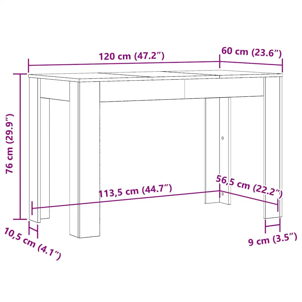 vidaXL Tavolo da Pranzo Legno Antico 120x60x76 cm in Truciolato
