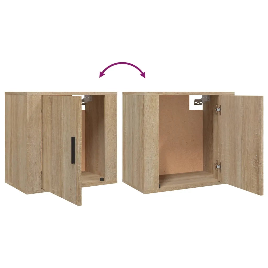 Set di 2 Comodini | Armadio da Notte | Mobiletto da notte a Muro Rovere Sonoma 50x30x47 cm