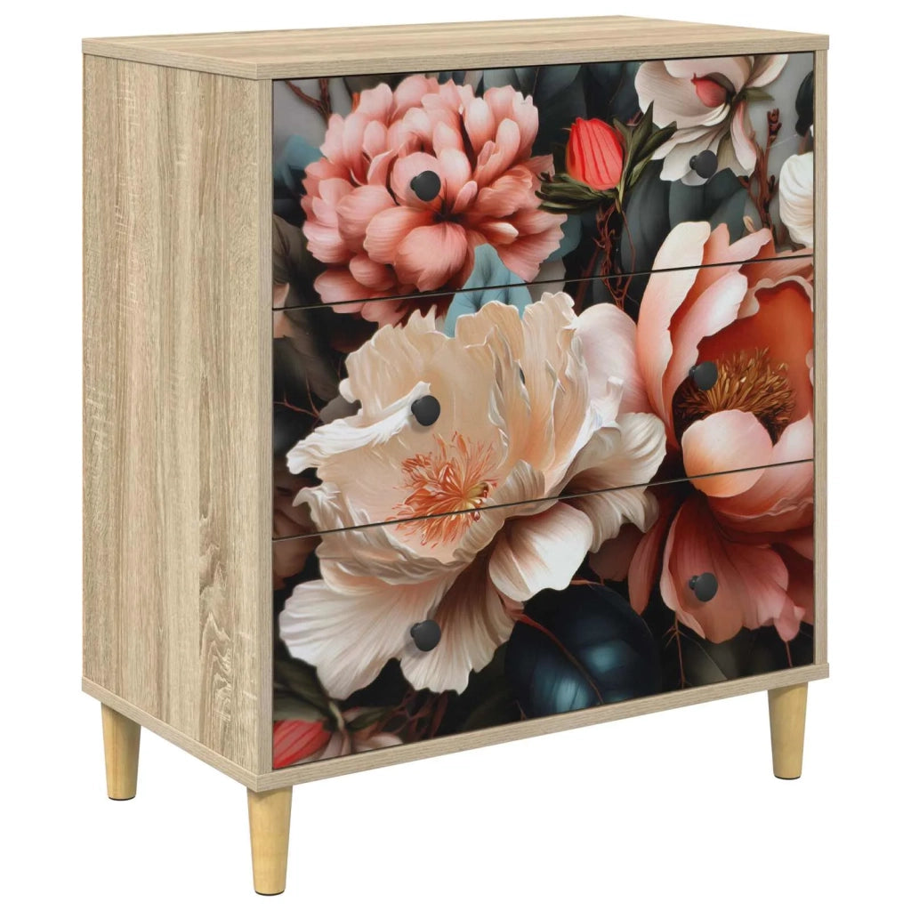 Cassettiera BORNE Stampa di peonia chiara 66 x 36,5 x 75 cm 8007356