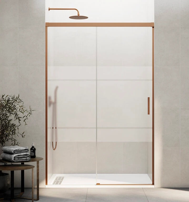 Box doccia frontale BASIC 1 fisso + 1 scorrevole 105-110 cm (41-46) rame vetro frost